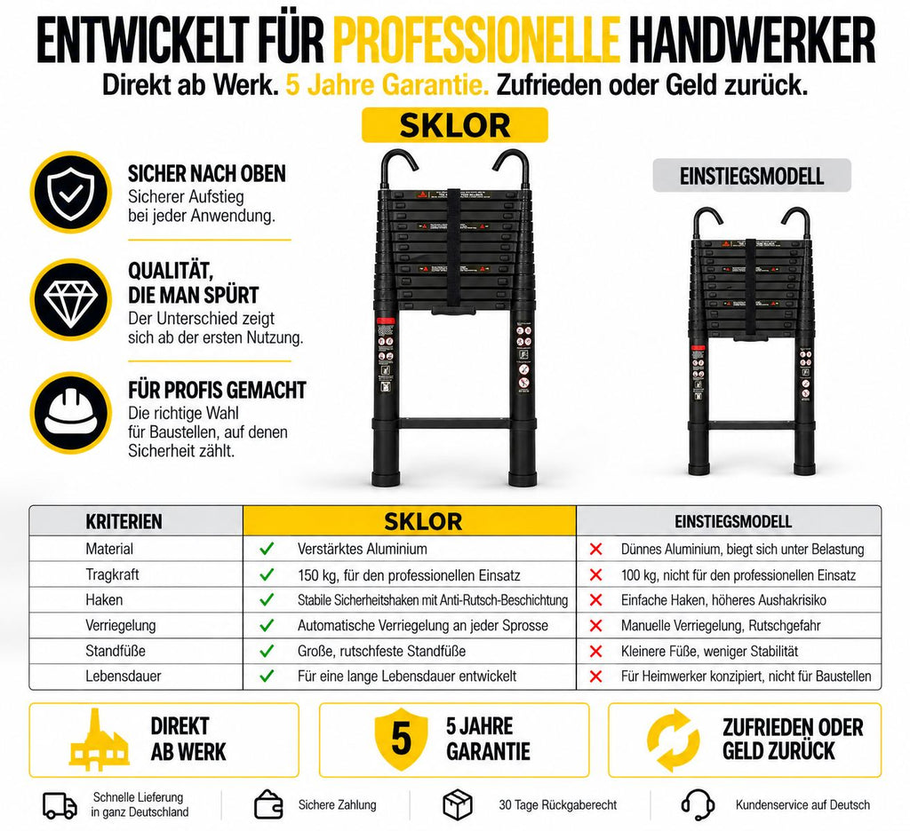 Teleskopleiter 5 m SkyFlex™ Schwarz